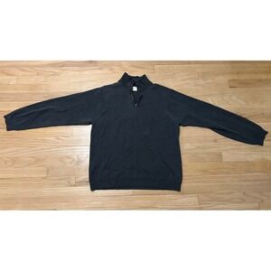 ARROW Men's Dark Gray Ribbed Quarter Zip Long Sleeve Sweater Size L 100% Cotton